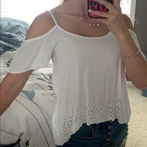 Off the shoulder white top